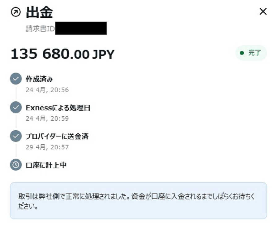 入出金情報 exness（エクスネス） 出金