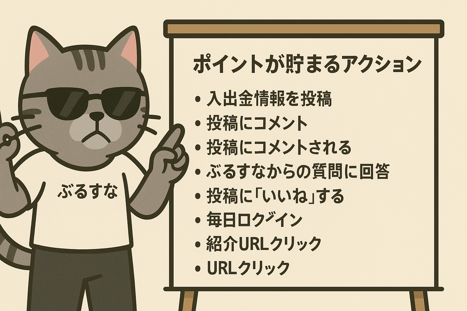 このサイト（なするぶ）では、FXや投資に関する情報交換をより楽しく、よりお得に行っていただくために、サイト内のさまざまなアクションでポイントが貯まる仕組みを導入